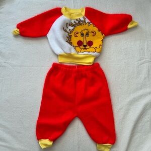 12m Vintage Red and Yellow Lion Sweater Set